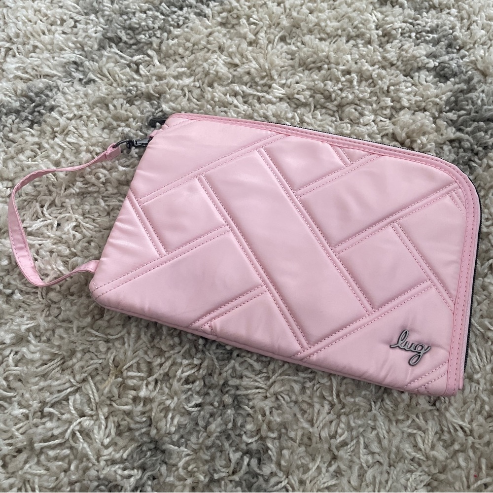 Lug Light Pink Geometric Quilted Clutch, RIFD